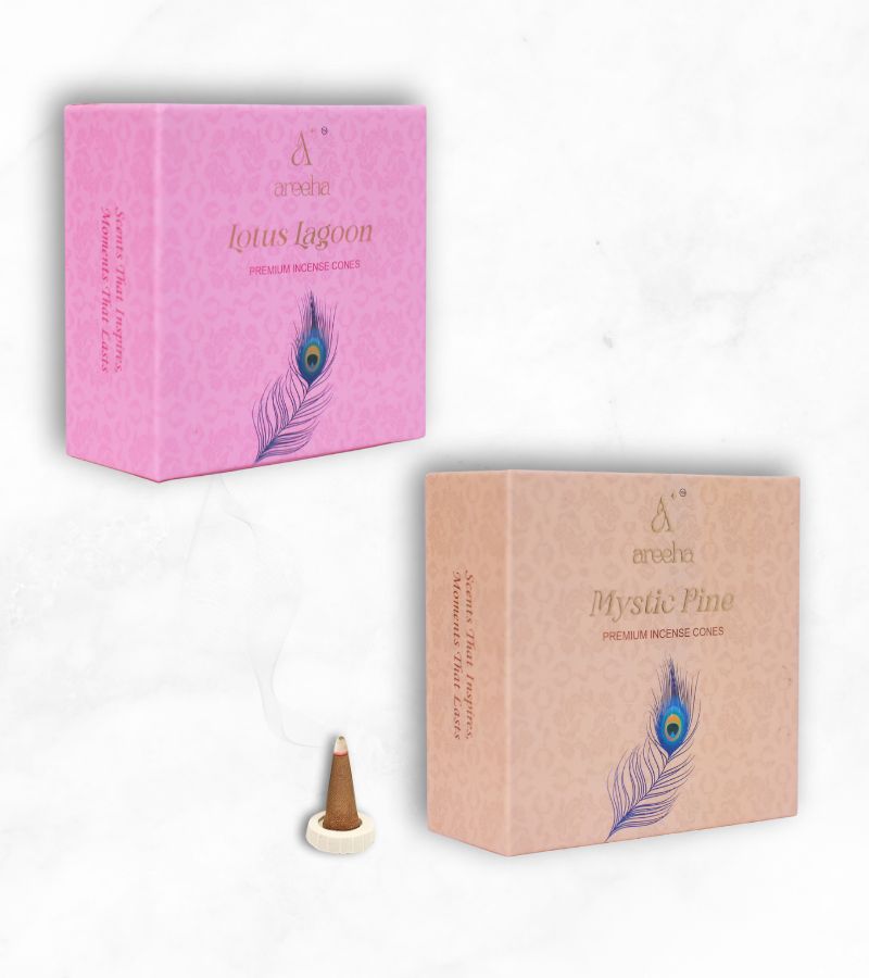 Areeha Lotus Lagoon + Mystic Pine Dhoop Cones combo